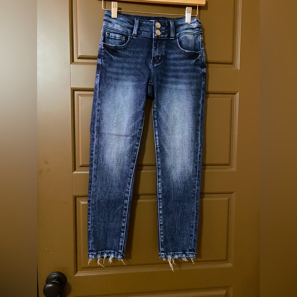Girls Blue Frayed Hem Jeans